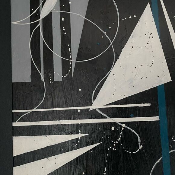 GEOMETRIC ABSTRACT PAINTING Acrylic signed - Picture 4 of 6